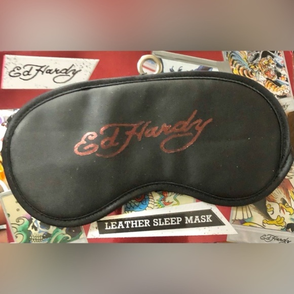Ed Hardy black leather‎ sleep mask new - Picture 1 of 16